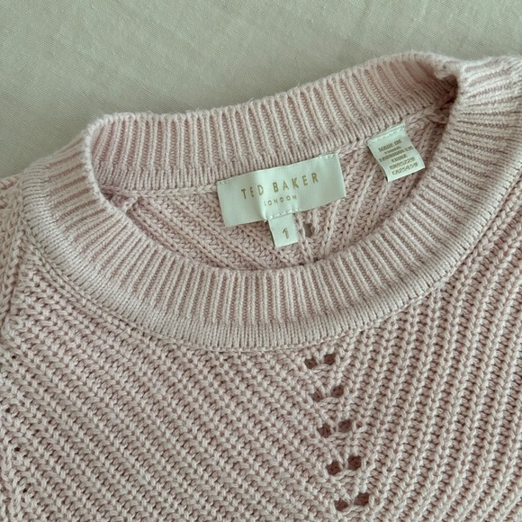 Ted Baker Sunniie Light Baby Pink Sweater Sharped  Shoulders Size 1 US 4 or S - Picture 6 of 8